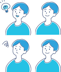 色々な表情の男性・女性のイラストセット