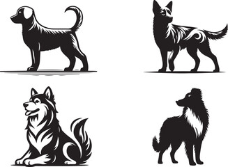 Set of dogs silhouettes