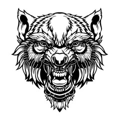 Head of a growling wolf.	