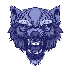Head of a growling wolf.	