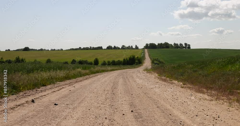 Wall mural a sandy road in the countryside, a landscape in a field with a road without asphalt