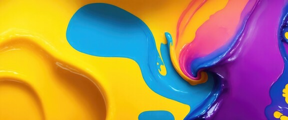 Yellow and Magenta, Blue Colors Liquid Paints
