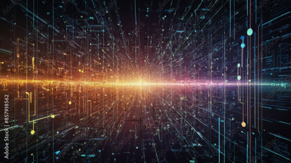 Poster dark theme digital network technology abstract background