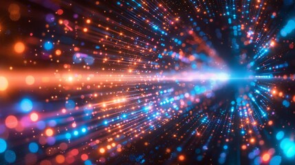 Fototapeta premium Abstract Futuristic Light Streaks in Motion - Vibrant Neon Colors on Dark Background