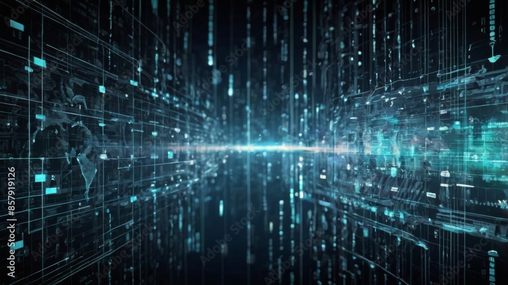 Poster dark theme digital network technology abstract background
