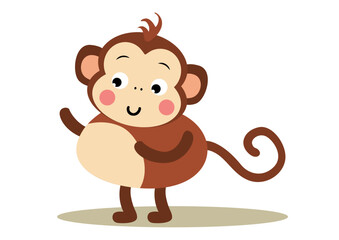 Obraz premium Cute happy monkey isolated on white