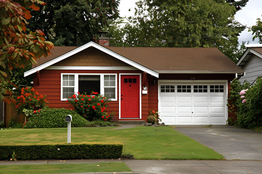 Modest residential house with big front yard and a car parked ,Old modest residential house with monkey tree on the front yard lawn Family house  , Nice and comfortable neighborhood

