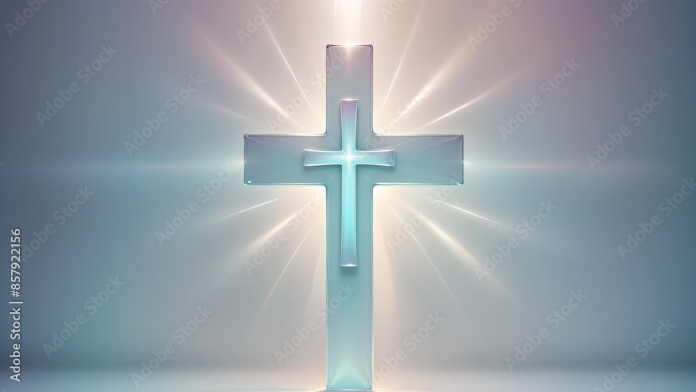 Poster glowing white christian cross - Posters