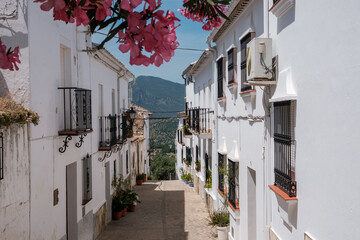 Typical street of pueblos blancos, Zahara de la Sierra, Andalusia