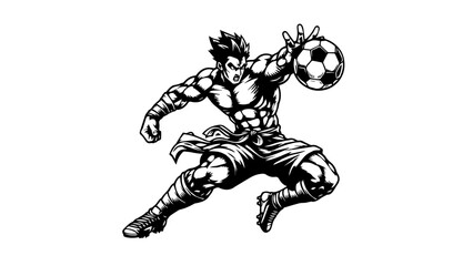 Fototapeta premium Strong Muscular Street Fighter Man Catching Ball with One Hands