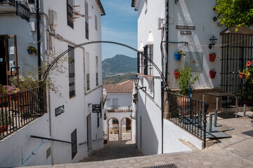 Typical street of pueblos blancos, Zahara de la Sierra, Andalusia