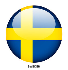 SWEDEN flag button on white background