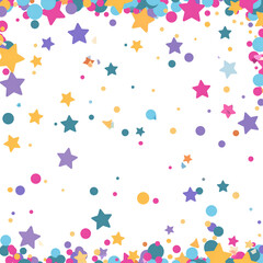 Festive Confetti with Stars and Circles on White Background