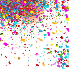 Obraz premium Colorful Confetti Explosion on White Background