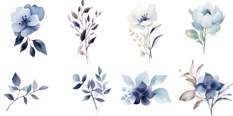 Elegant Wedding Invitations Watercolor Floral Logo Elements with Minimalist Design. Concept Wedding Invitations, Watercolor Floral, Logo Elements, Minimalist Design