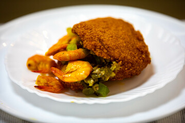 Traditional Brazilian acarajé, food of African origin based on vatapá, caruru and dry shrimp 