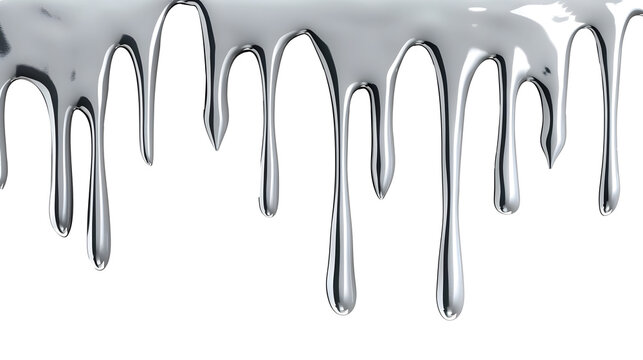 silver liquid dripping effect isolated png transparent background