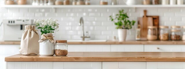 Zero Waste Lifestyle: A minimalist kitchen with reusable containers, cloth bags, and glass jars, highlighting a zero-waste lifestyle.
