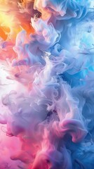Obraz premium beautiful magic background, cumulus clouds in pastel colors, pink and blue, sun rays