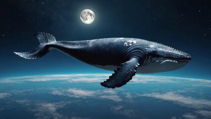 Fototapeta premium Humpback Whale Swimming in Space