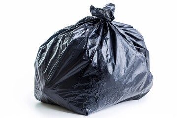 Fototapeta premium trash bag full of garbage isolated on white