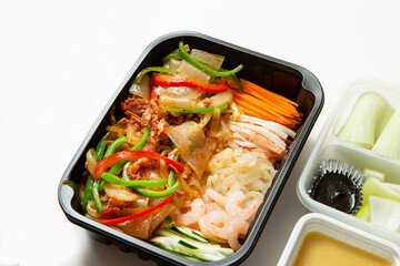 Assorted Seafood and Vegetables with Mustard Sauce 