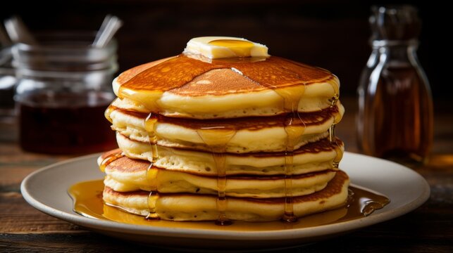 Tasty fluffy buttery pancake stack
