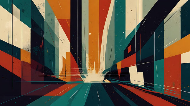 Abstract Design art concept contemporary modern background business graphic idea. Work concept art design with retro office poster and team success digital ad artwork

