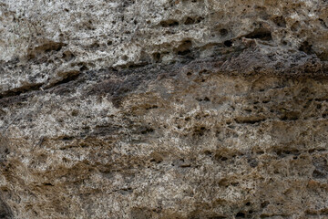 Older dune deposits, Eolianite or aeolianite, sand dune rock, Pounder’s Beach，Oahu's North Shore, Windward Coast，Honolulu, Hawaii. 