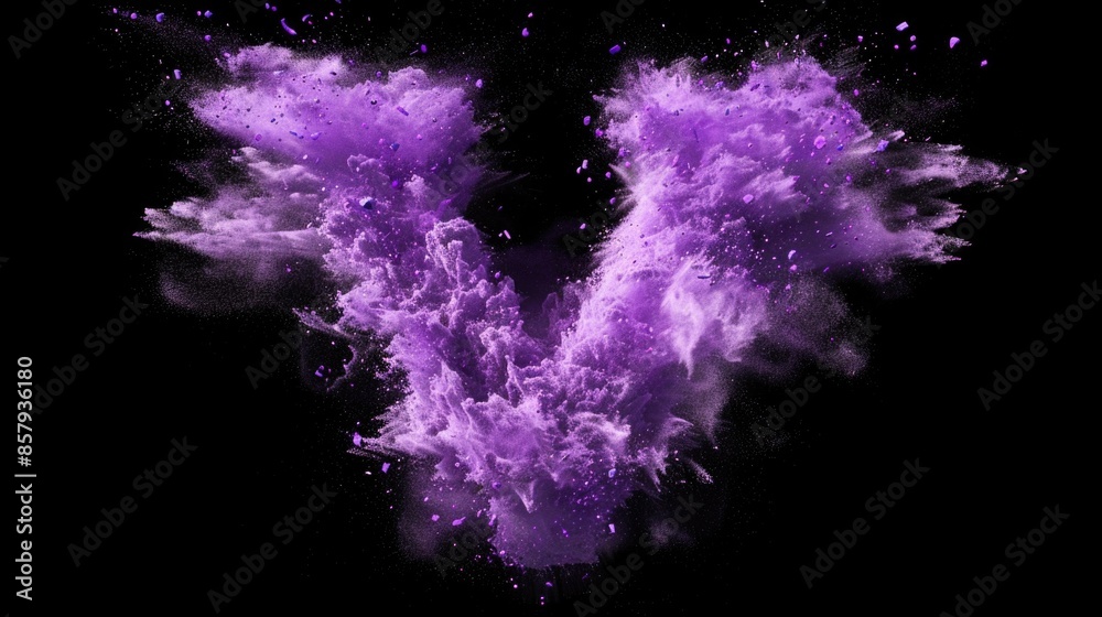 Poster A dramatic display of colorful powder exploding into a distinctive 'V' shape, great for science and technology themes