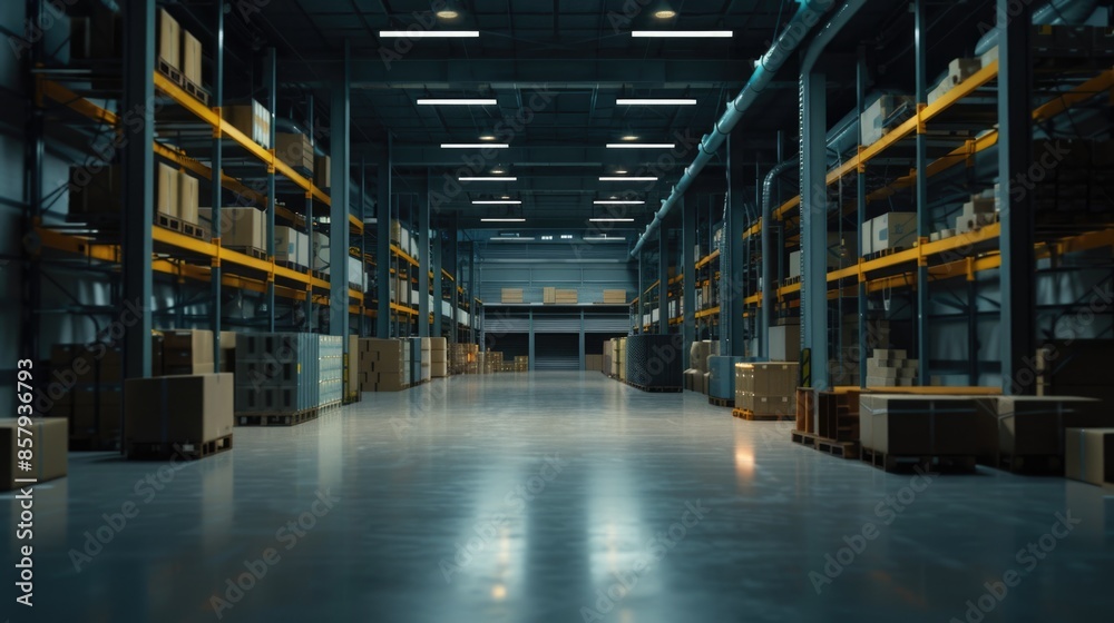 Poster A large storage area filled with numerous boxes