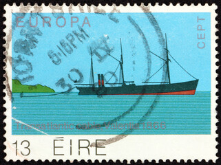 Postage stamp Ireland 1979 Laying Transatlantic Cable, Steamer William Cory, 1866
