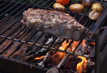 Delicious meat on a BBQ