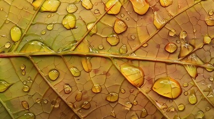 Textured leaf with water drops texture abstract background