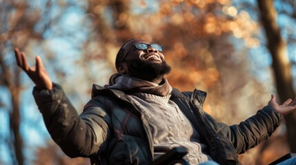 A person relaxing outdoors, surrounded by nature