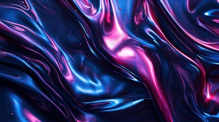 Seamless Pattern of Fluid Organic Chrome Elements: Magenta and Blue with Pixel Dust and Nebulae