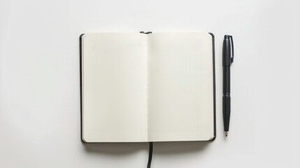 Open Blank Notebook on White Background