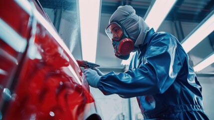 The worker painting car