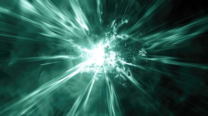 Fototapeta premium A bright green light in focus against a dark background, great for highlighting or symbolizing