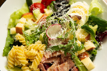 Fusilli salad on a plate
