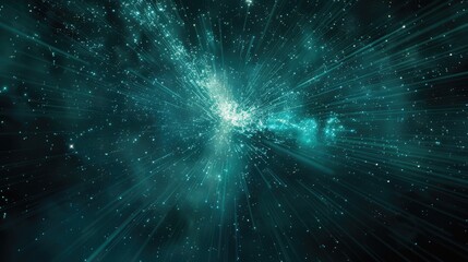 Fototapeta premium A dark blue and green space filled with many stars, ideal for astronomy or space-themed designs