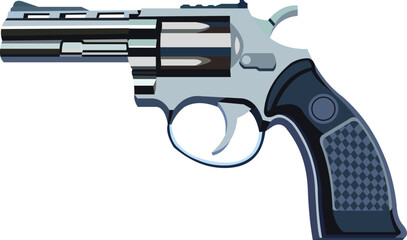 vector image. shiny dark blue revolver firearm