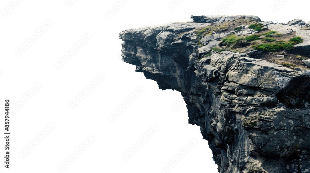 Poster A person standing at the edge of a cliff with a vast landscape in the background