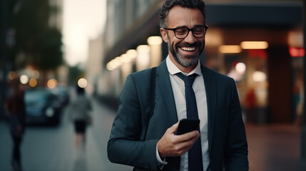 Professional business man using his smartphone for communication 