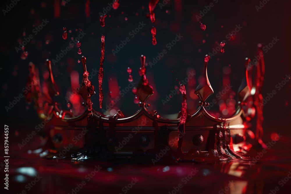 Poster a close-up shot of a single red liquid droplet on a background
