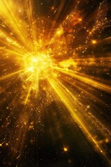 Fototapeta premium A vibrant yellow starburst against a dark black background, perfect for adding a pop of color to your design