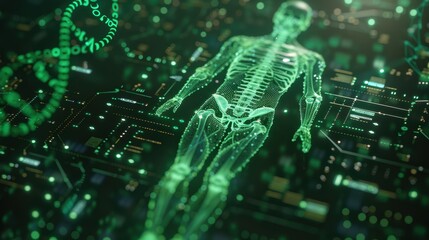 The futuristic holographic skeleton