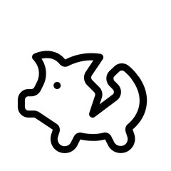 broken pig savings icon with line style, perfect for user interface projects © kreevstock