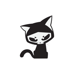 Black cat doodle and cartoon design vector 