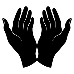 Obraz premium Open Hands Prayer silhouette vector illustration